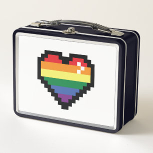 Lunch Box Coeur de pixel arc-en-ciel