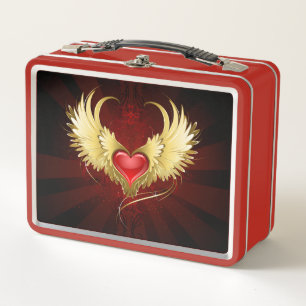 Lunch Box Coeur rouge avec ailes d'or