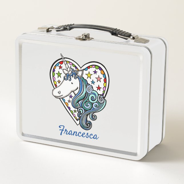 Lunch Box Coeur Unicorne personnalisé (Devant)