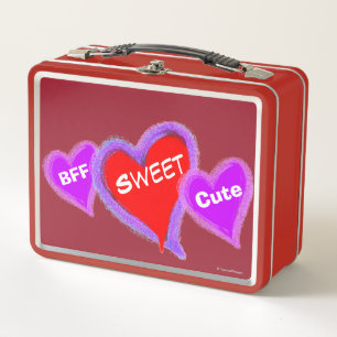 Lunch Box Coeurs bleus violets roses doux