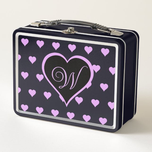 Lunch Box Coeurs roses amusants et ludiques Personnalisés (Devant)