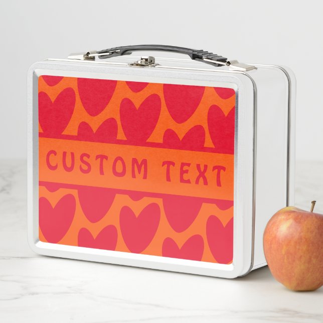 Lunch Box Coeurs rouges rétro et Super (En situation)