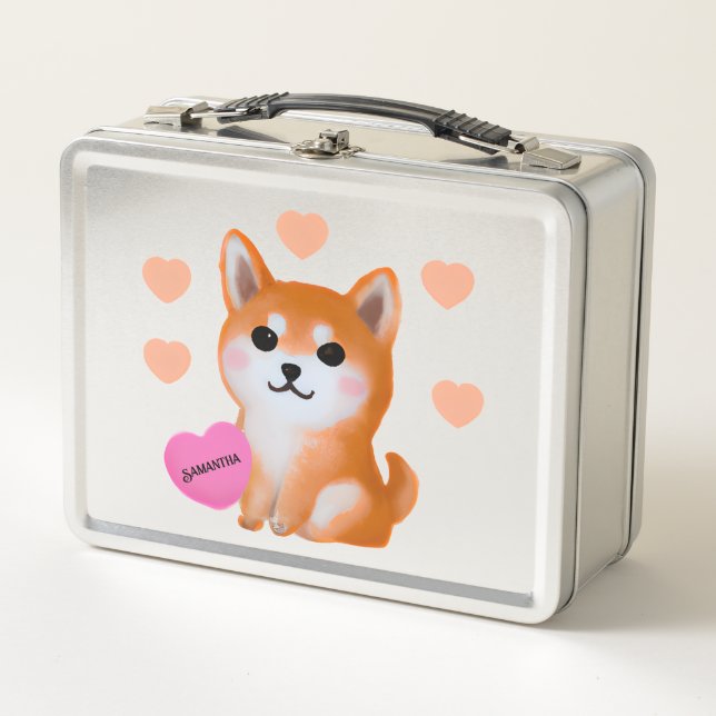 Lunch Box Coeurs Shiba Inu mignons | Pour Amoureux des chien (Devant)