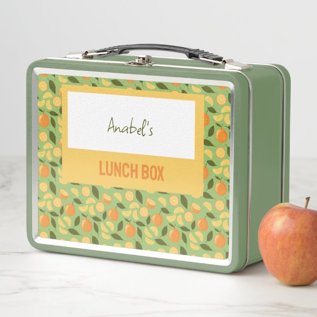 Lunch Box Collection de Motifs de paniers de fruits - Orange (En situation)