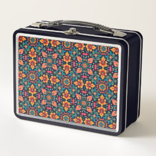Lunch Box Coloré Boho Floral Pattern Élégant Symétrie