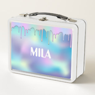 Lunch Box Coloris arc-en-ciel holographique, boîte à lunch e