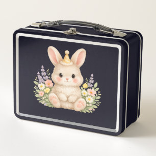 Lunch Box Conception de fleur sauvage de lapin duveteux pour