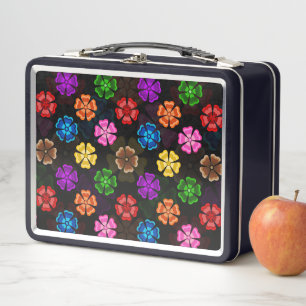 Lunch Box Conception de fleurs arc-en-ciel rétro colorées No