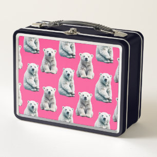 Lunch Box Conception de motif d'ours polaire rose 