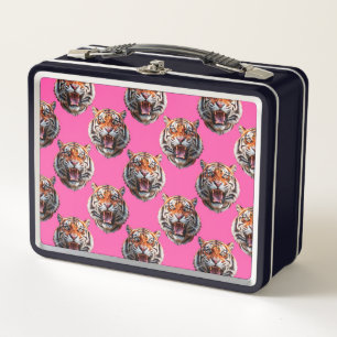 Lunch Box Conception de motif tête de tigre rose