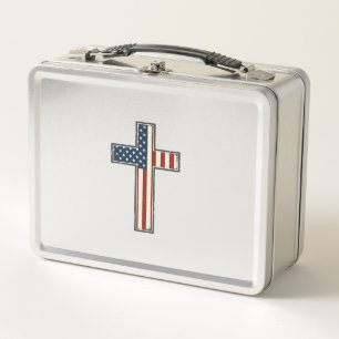 Lunch Box Conception de vecteur de croix patriotique en détr