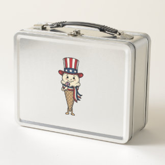 Lunch Box Cône de glace patriotique Dessin de gravure vintag