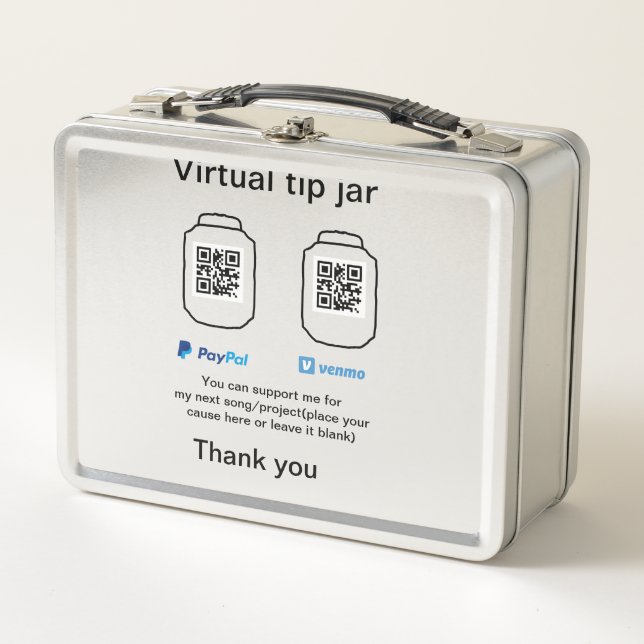 Lunch Box Conseil virtuel jar q r code argent don PayPal ven (Devant)