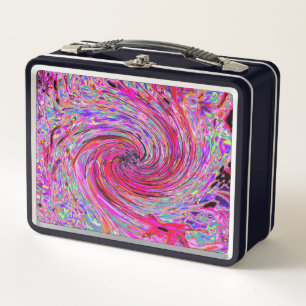Lunch Box Cool Abstrait rétro rose chaud et rouge floral tor