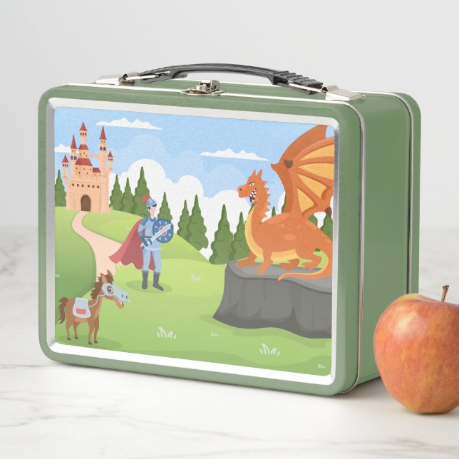 Lunch Box cool garçons dragon amoureux ajouter nom (En situation)