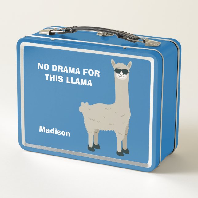 Lunch Box Cool Llama personnalisé nom & texte boîtes à lunch (Dos)