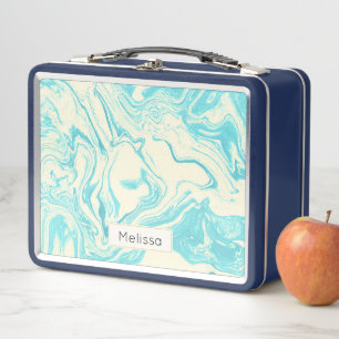 Lunch Box Cool marbre design en Turquoise et Crème sur mesur