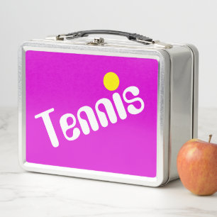 Lunch Box Cool mince blanc Jaune TENNIS Texte sur rose vif