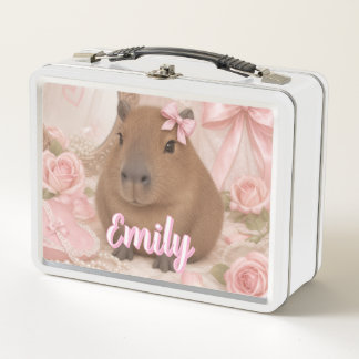 Lunch Box coquette capybara noeud rose