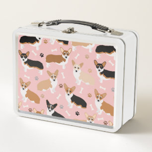 Lunch Box Corgi Chien Paws and Bones Metal Lunette Box