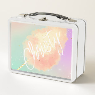 Lunch Box Coton bonbon étoile poussière pêche turquoise viol