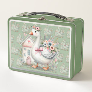 Lunch Box Cottage Goose Floral House Scène