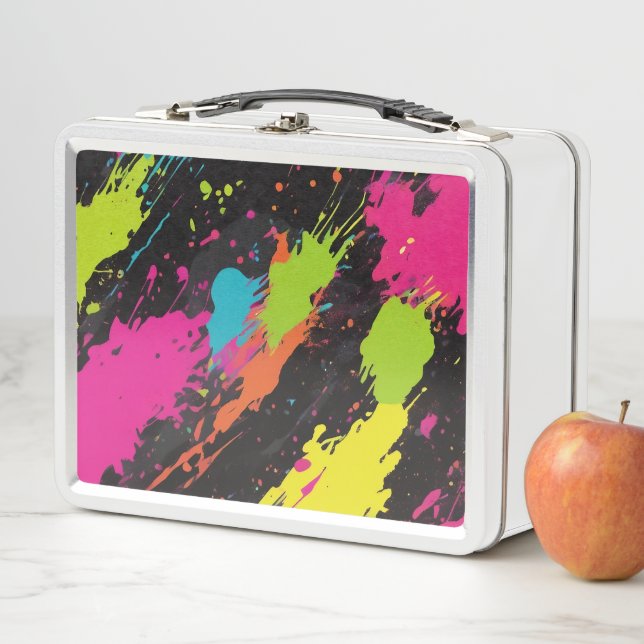 Lunch Box Couleurs néon Retro Paint Splatter (En situation)