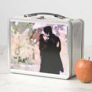 Lunch Box Couple en amour S'embrasser dans la pluie Art Abst