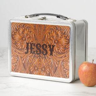 Lunch Box Cowboy Rustique pays occidental à outils en cuir i