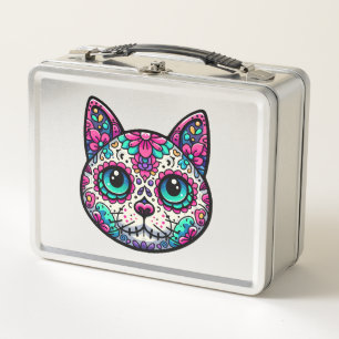 Lunch Box Crâne à sucre de chats coloré