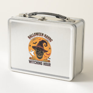 Lunch Box Crâne Effrayant Lune Vintage Chapeau de Sorcière d