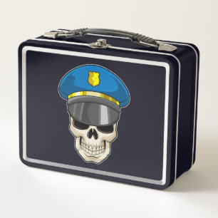 Lunch Box Crâne en tant qu'officier de police avec casquette