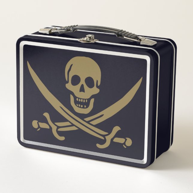 Lunch Box Crâne et épées d'or Drapeau pirate de Calico Jack (Devant)