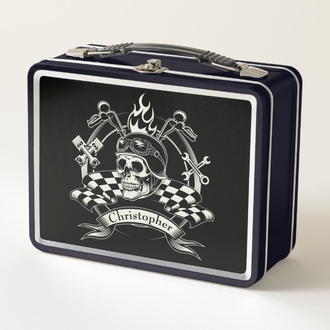 Lunch Box Crâne moto (Devant)