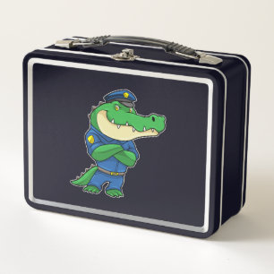 Lunch Box Crocodile en tant qu'officier de police en uniform