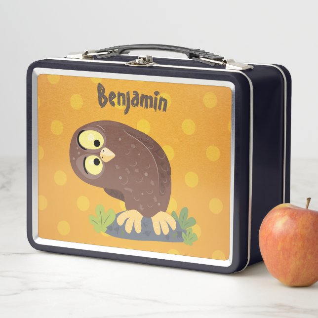 Lunch Box Curieux et drôle dessin animé de chouette brune (En situation)