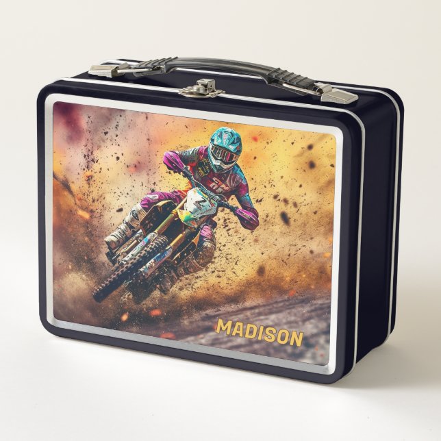 Lunch Box Custom Name Motocross (Devant)