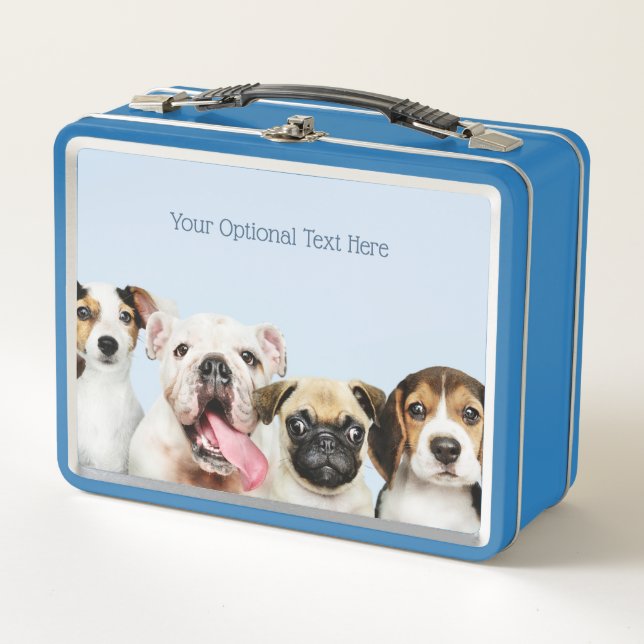 Lunch Box Custom text Cute Puppies (Devant)
