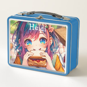 Lunch Box Cute Anime Girl mangeant un beurre d'arachide et g
