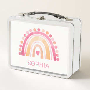 Lunch Box Cute Boho Aquarelle arc-en-ciel en rose personnali