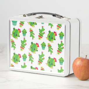 Lunch Box Cute Cactus, Green Cactus, Motif Cactus
