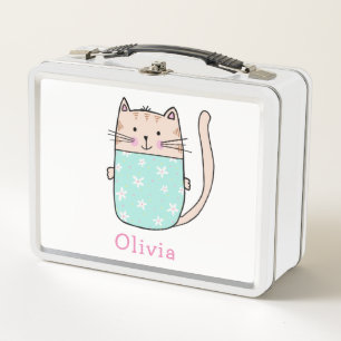 Lunch Box Cute Chat Personnalisé Nom Personnalisé Boîte À Dé