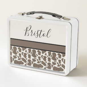 Lunch Box Cute Cow Spots Poster de animal Votre Nom