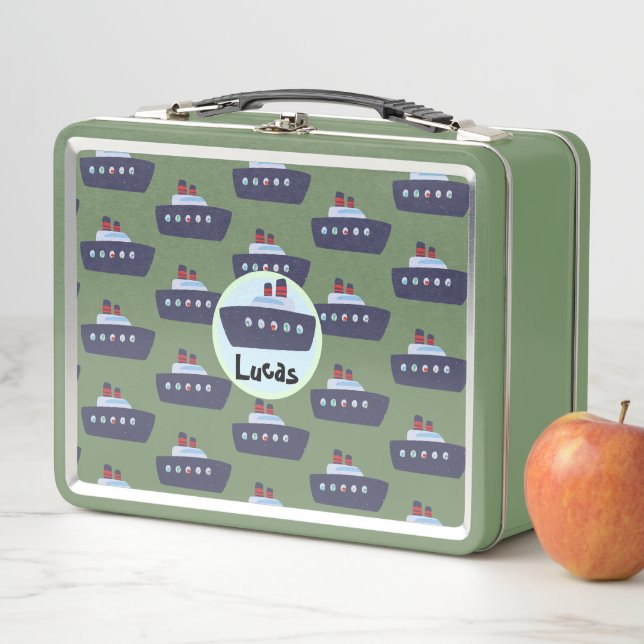 Lunch Box Cute dinosaure bateau croisière Retour à Motif sco (En situation)