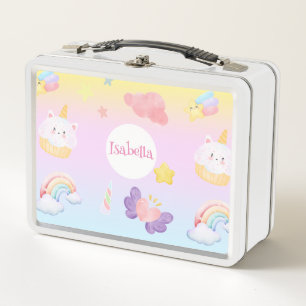 Lunch Box Cute doux cupcake unicorn arc-en-ciel nom Motif
