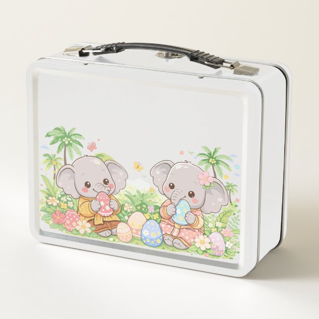 Lunch Box Cute Elephant Easter Illustration  (Dos)