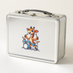 Lunch Box Cute Giraffe Jouer Drums Giraffes Drummer Musique