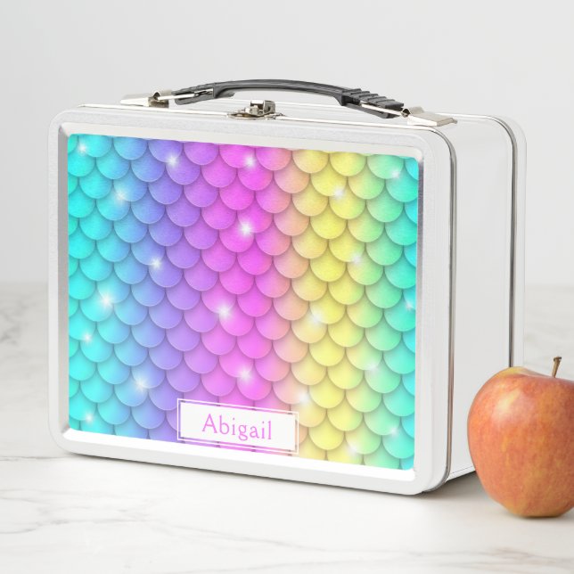 Lunch Box Cute Girl Rainbow Sparkle Mermaid Motif (En situation)