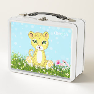 Lunch Box Cute Happy Cheetah Leopard et Fleurs