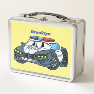Lunch Box Cute happy police car cartoon illustration